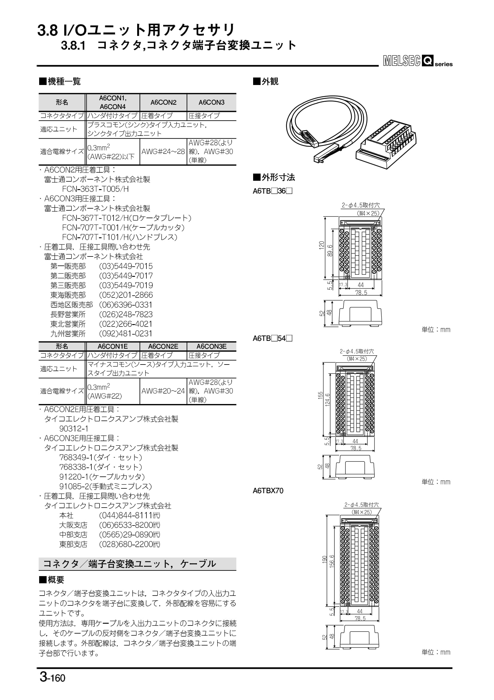 三菱ＰＬＣ／Ｉ・Ｏユニット用アクセサリ／コネクタ端子台変換ユニット